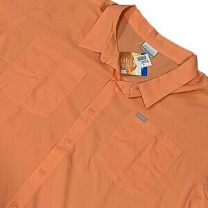 NWT Columbia Men's Coral Orange Short Sleeve Button Up Shirt 4XL Big Tall 718-D